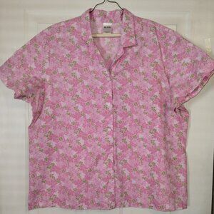 Blair XL Pink Floral Short Sleeve Blouse / Casual Street wear / Spring